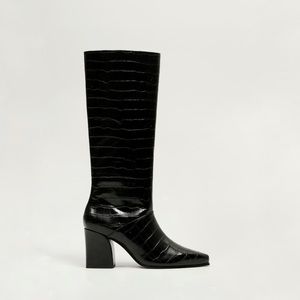Mango crocodile pointed boots